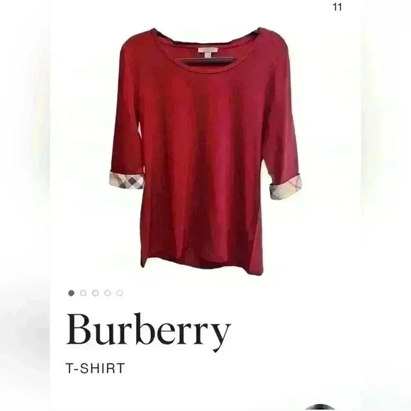 Women's Burberry Maroon T-shirt - size small nwt - Picture 2 of 8